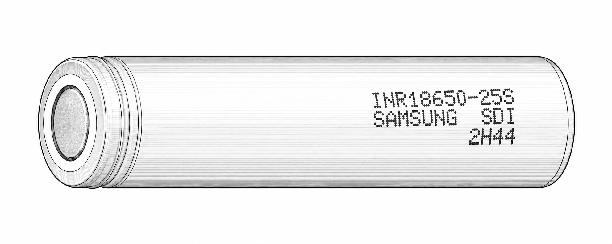 Technická ilustrácia Samsung INR18650-25S – Flat top