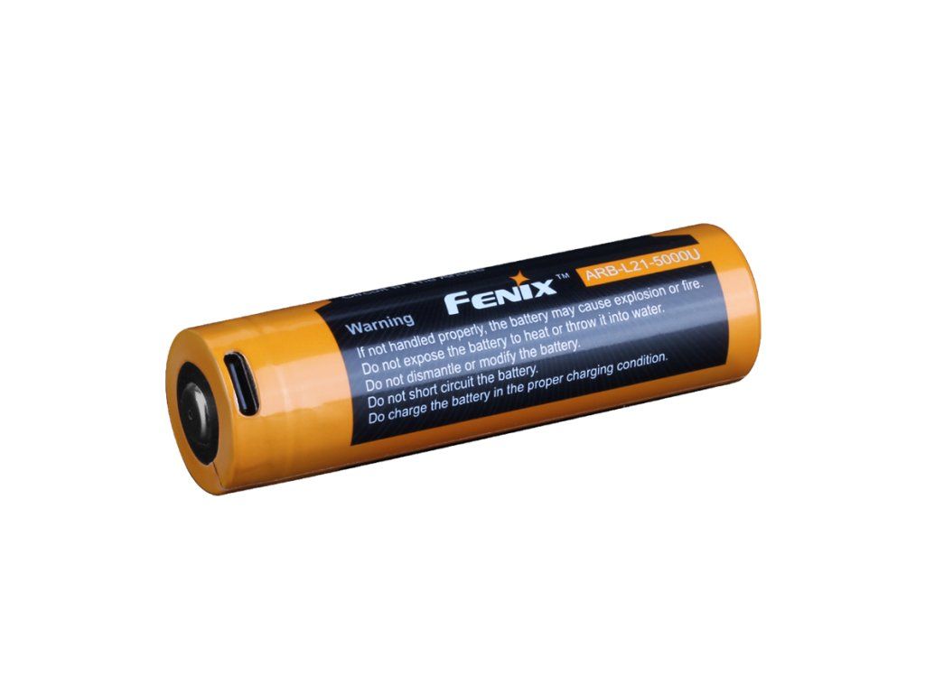 Fenix ARB-L21-5000U — nabíjateľný 21700 Li-ion akumulátor 5000 mAh so vstavaným USB-C portom a button top kontaktom