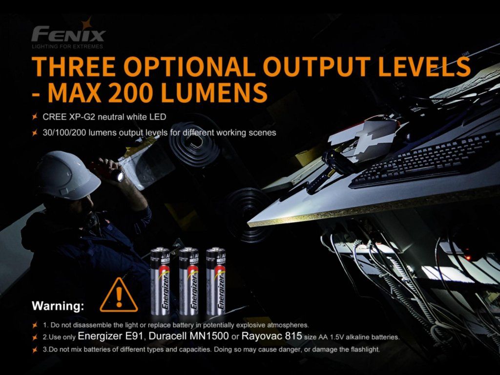 Fenix WF11E — detail ATEX certifikačných označení a kategórie 1G Ex ia IIC T4 Ga na tele svietidla