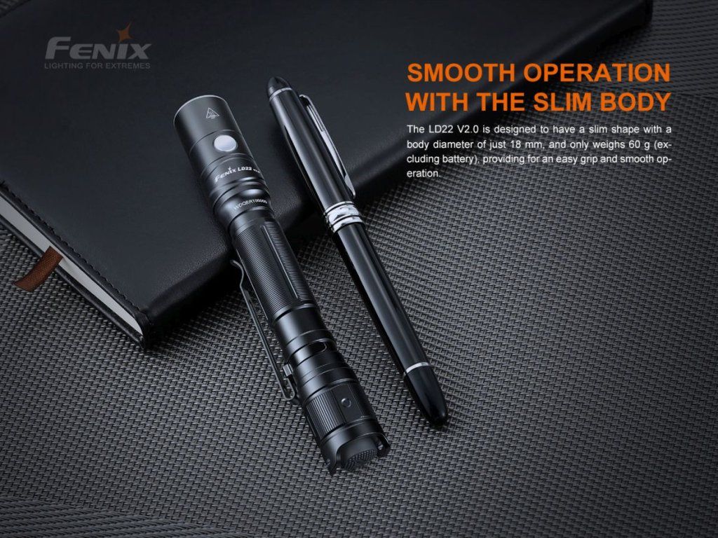 Fenix LD22 V2.0 — štíhle telo s plynulým ovládaním, pohodlné do ruky aj vrecka
