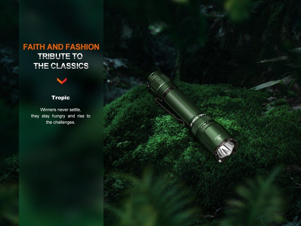 Fenix TK20R UE Tropic — zelené taktické svietidlo do prírody, terénu aj mesta