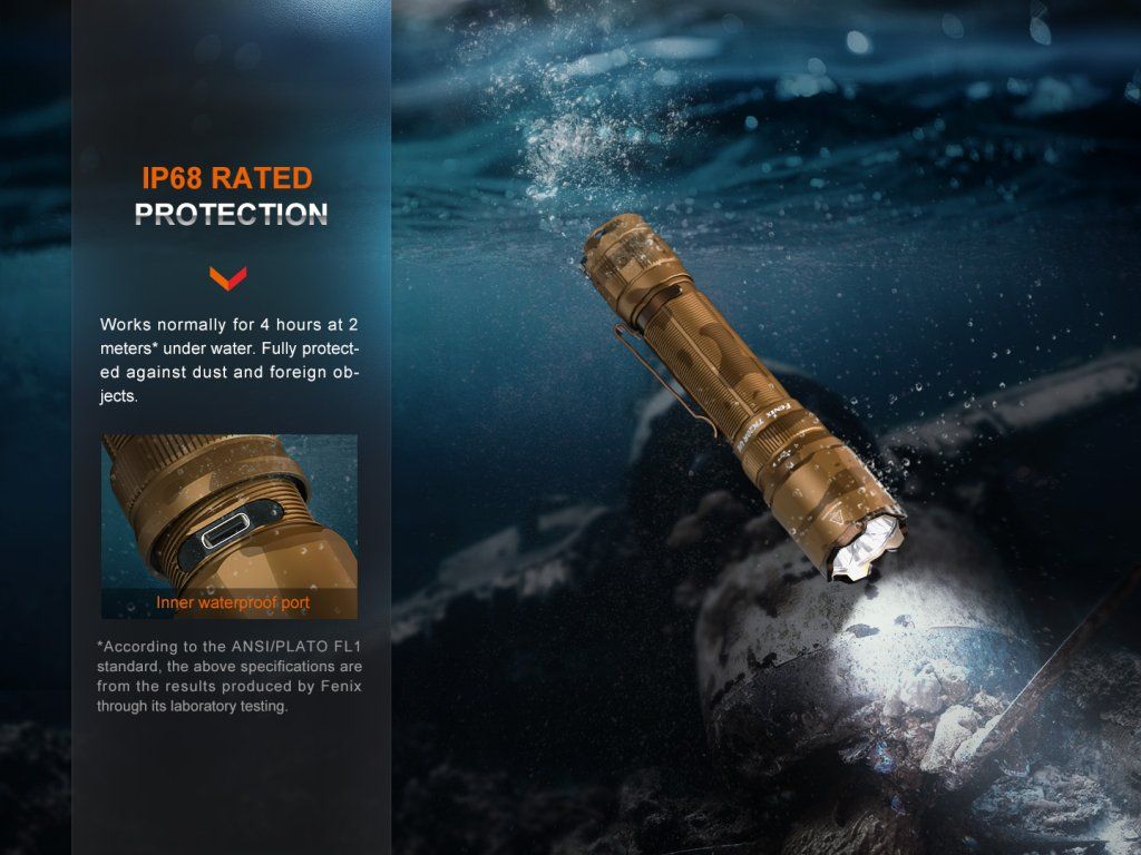 Fenix TK20R UE — krytie IP68, odolá vode aj ponoreniu