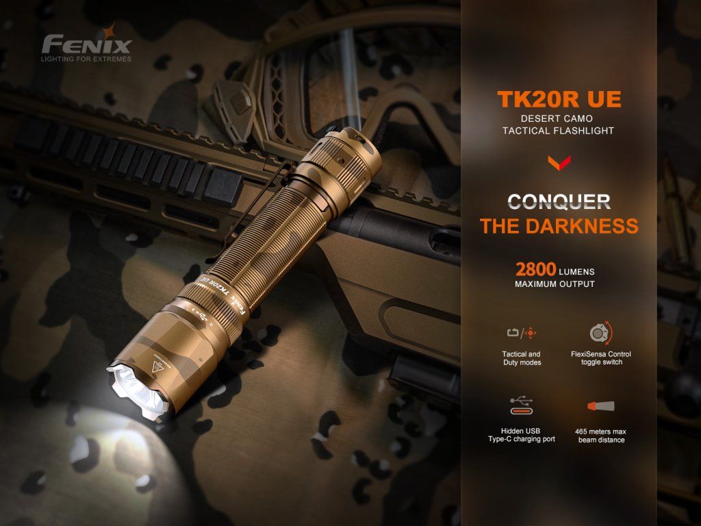 Fenix TK20R UE — taktické svietidlo 2800 lm s prepínačom taktického a služobného módu