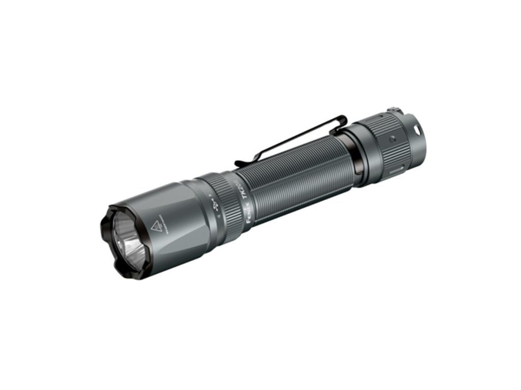 Fenix TK20R UE taktické svietidlo v šedej farbe s výkonom 2800 lúmenov, FlexiSensa otočným voličom a USB-C nabíjaním
