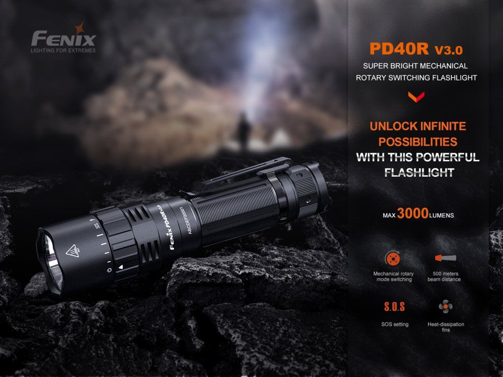 Fenix PD40R V3.0 — svetelný tok 3000 lúmenov a dosvit 500 metrov osvetľuje terén