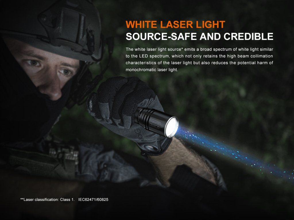 Fenix TK30R — biely laserový zdroj triedy 1, bezpečný a s koncentrovaným lúčom