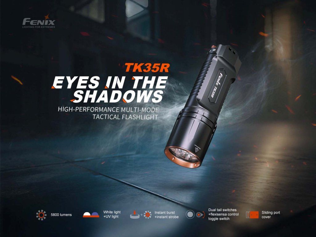 Fenix TK35R FlexiSensa Control — otočný volič biele/uzamknuté/UV