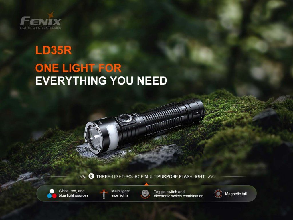 Fenix LD35R — jedno svietidlo pre všetko: hlavný reflektor a bočné COB systémy v jednom tele