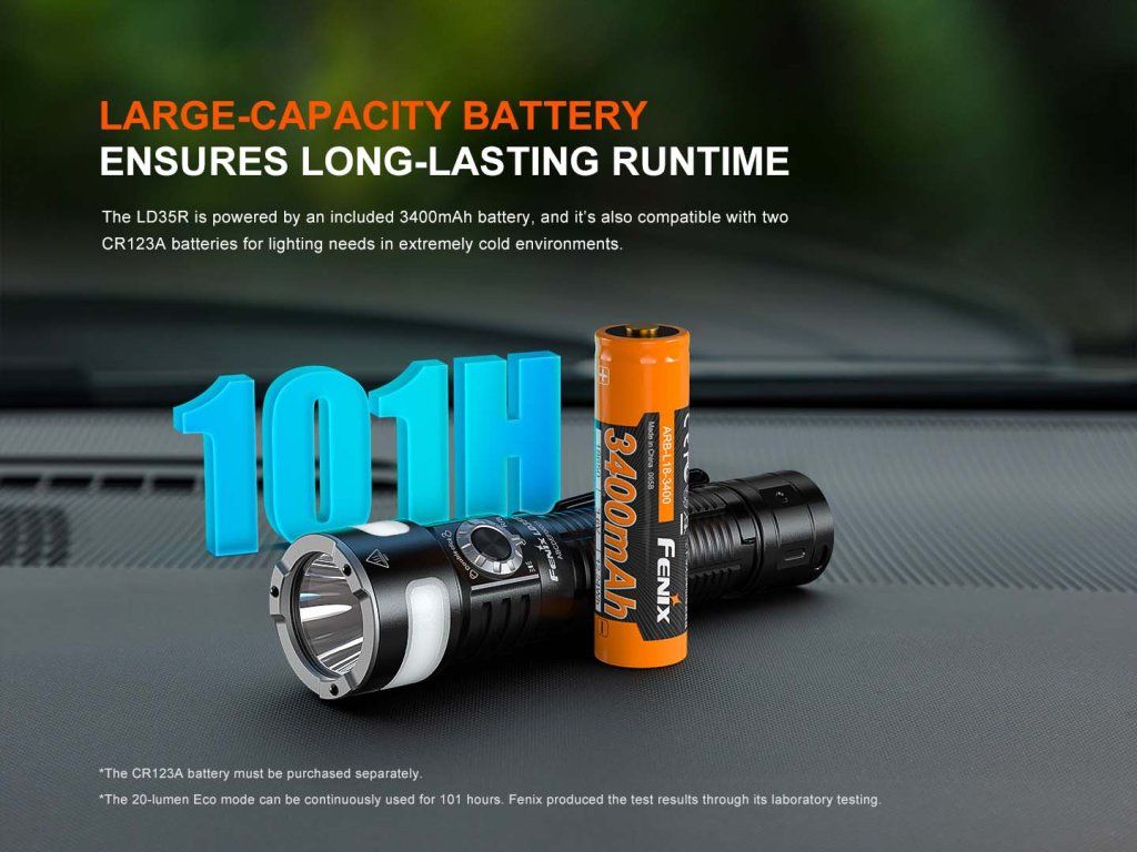 Fenix LD35R — veľkokapacitná batéria 3400 mAh, výdrž až 101 hodín