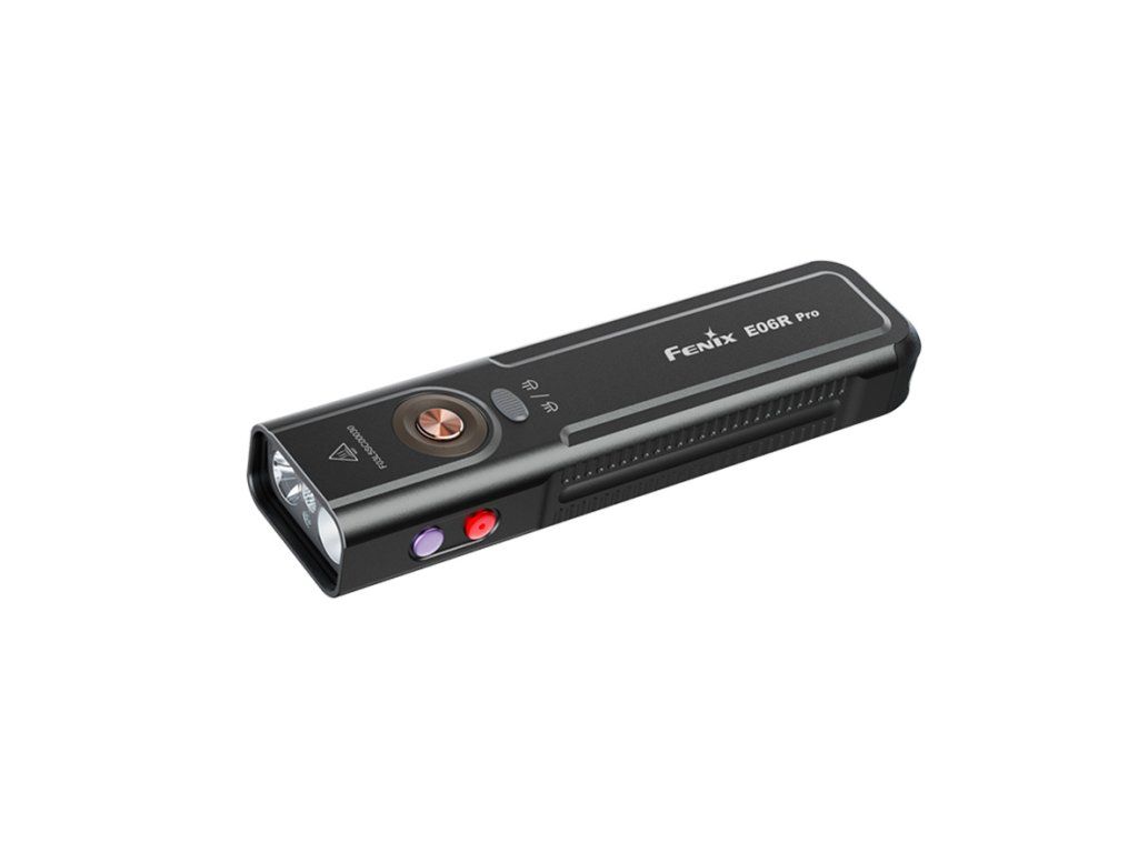 Fenix E06R PRO ploché EDC LED svietidlo s bielym svetlom, UV svetlom a červeným laserom