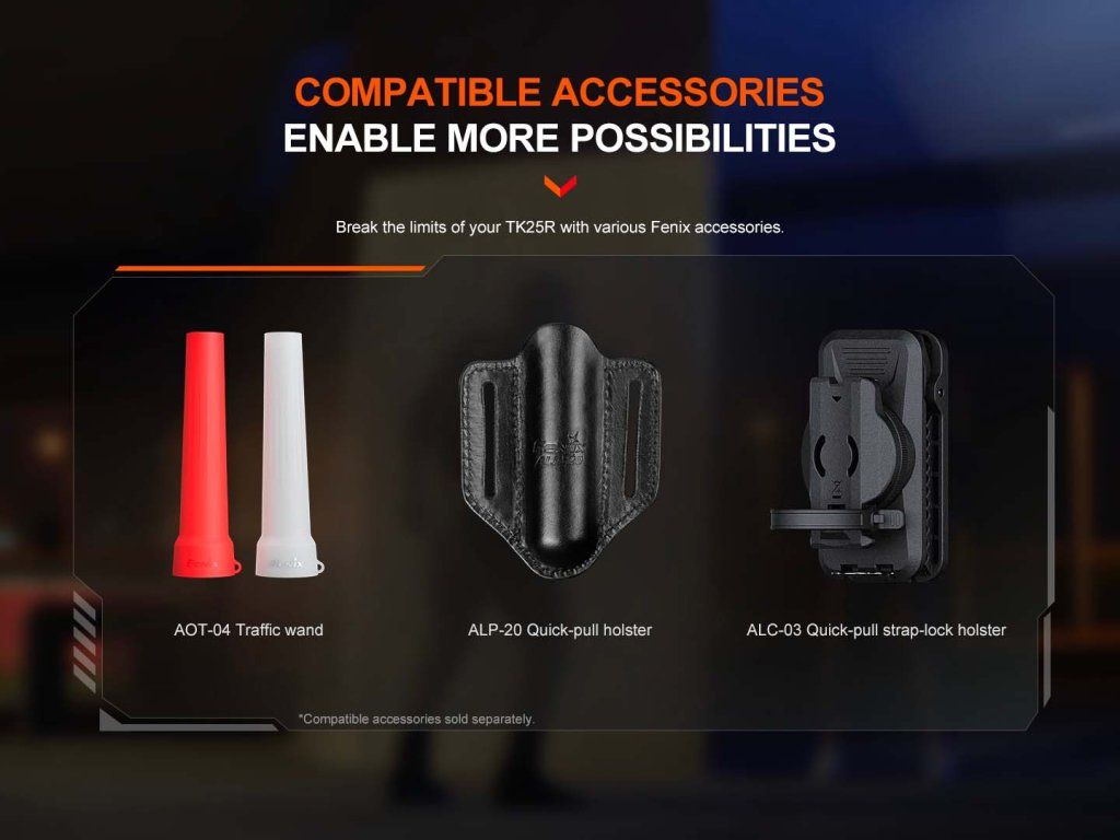 Fenix TK25R technické parametre — schéma výkonu a výdrže