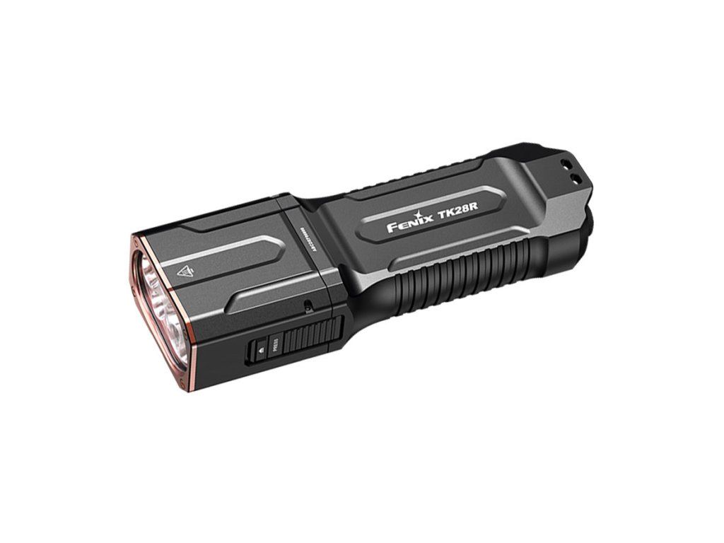 Fenix TK28R svietidlo — 6500 lm, duálny reflektor SST-70+SFT-70, červená LED, FlexiSensa, 2× 18650, IP68