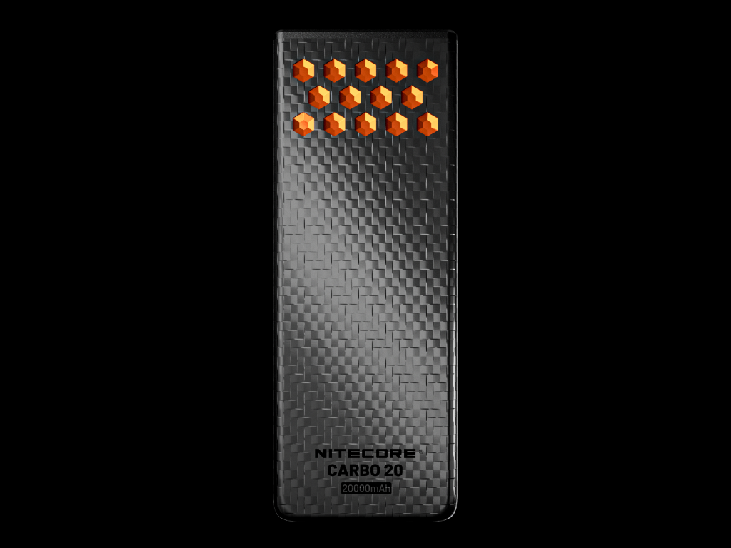 Nitecore CARBO 20 karbónová powerbanka 20 000 mAh vo farbe Neon Orange (neónová oranžová)