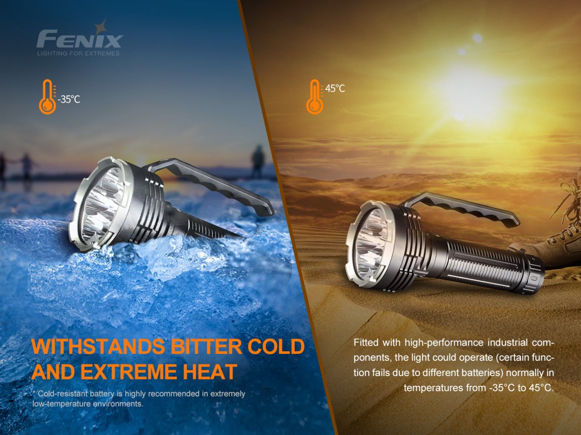 Fenix LR80R odolá extrémnemu chladu aj horúčave, prevádzka od −35 °C do 45 °C