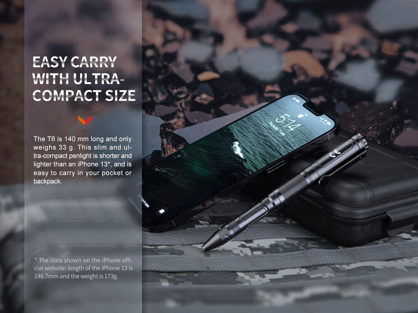 Fenix T6 — kompaktné taktické pero dlhé 14 cm a vážiace 33 g, menšie než smartfón