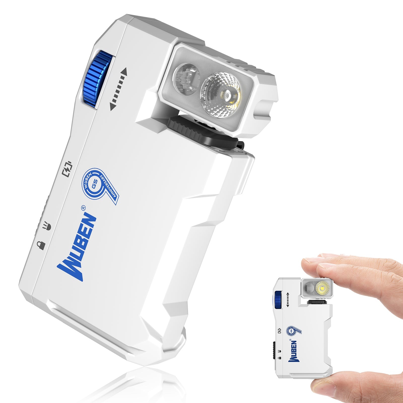 Wuben G5 White – detail odolného bieleho hliníkového tela s krytím IP65