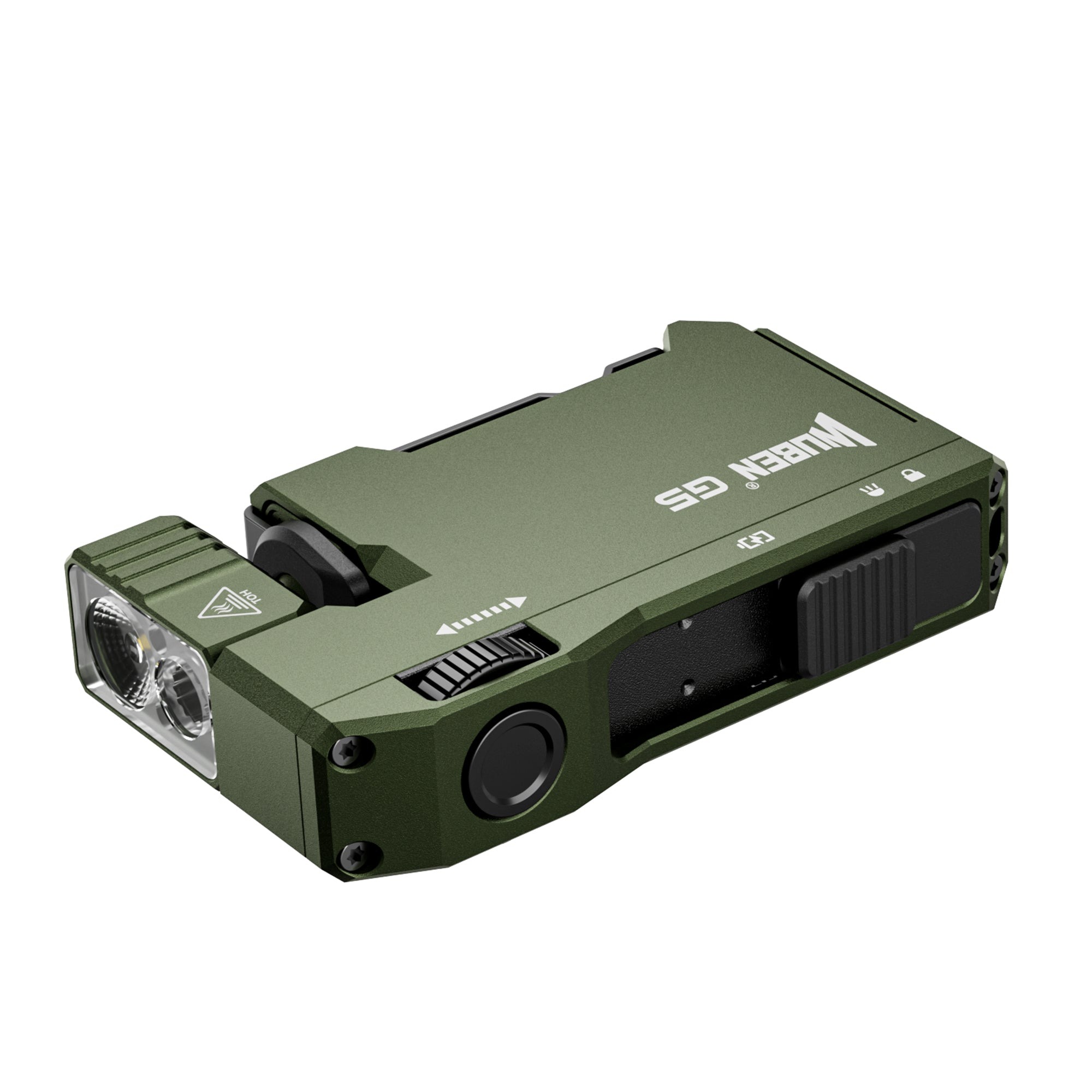 Wuben G5 Army green – detail odolného zeleného hliníkového tela s krytím IP65