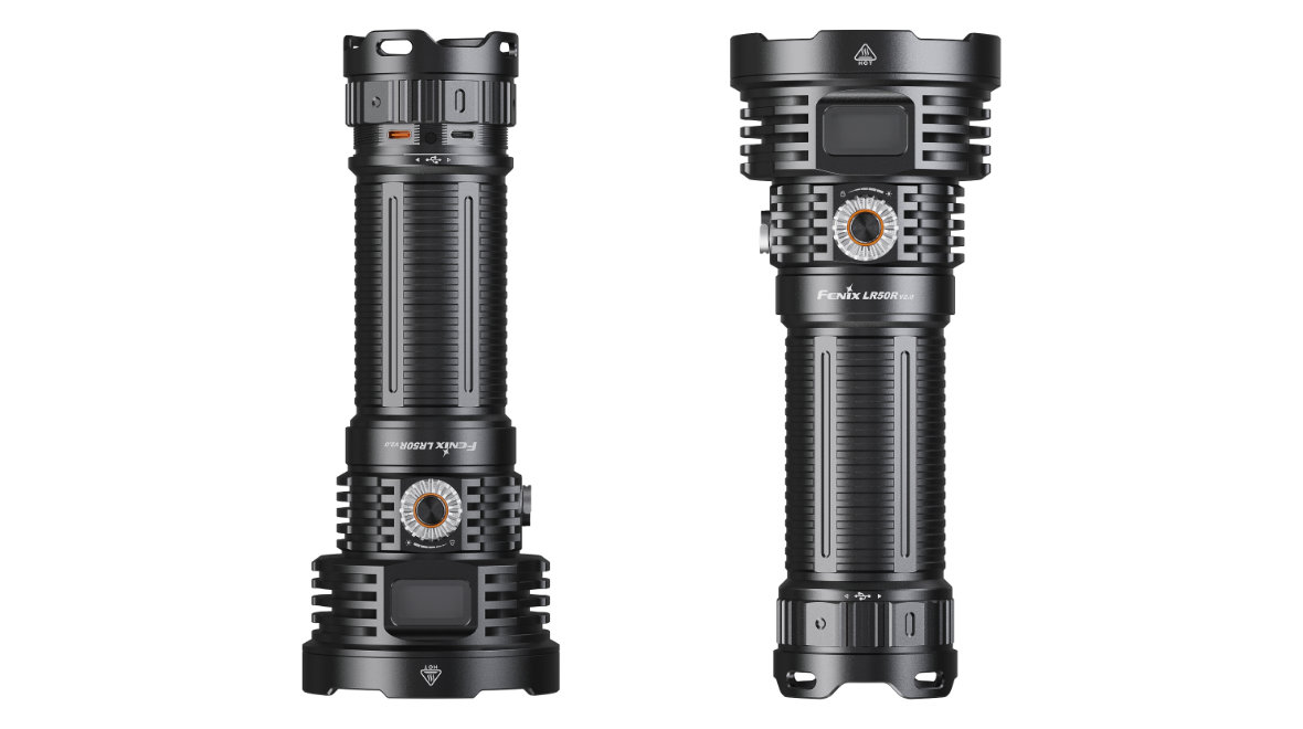 Fenix LR50R V2.0 — predný a zadný pohľad na telo reflektora