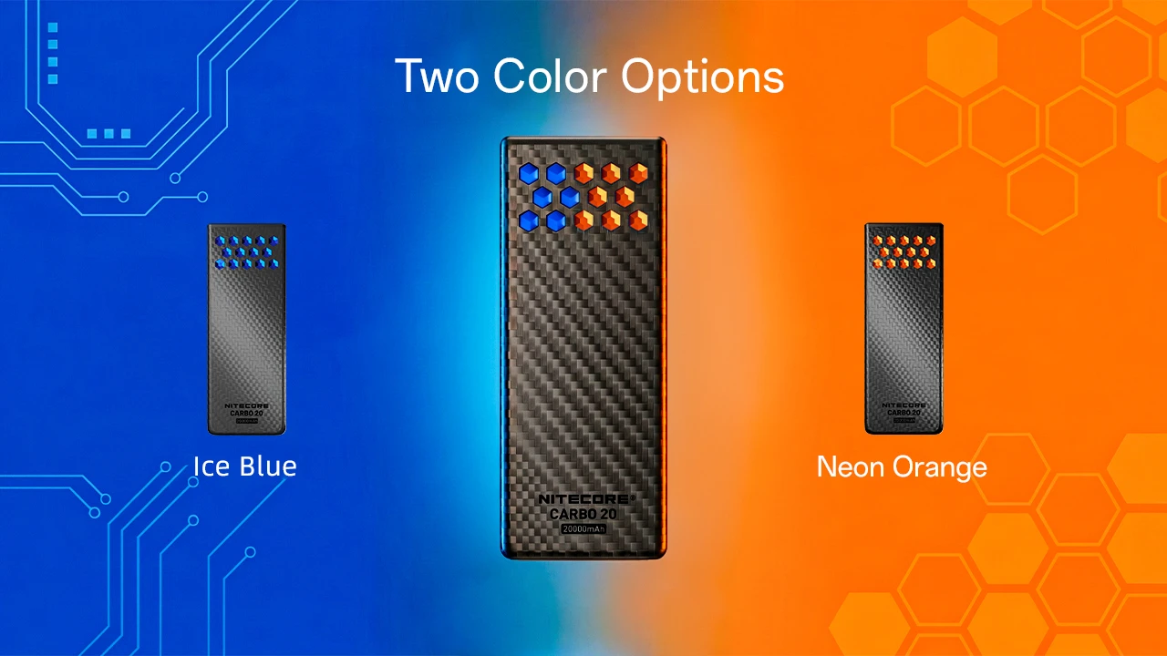 Nitecore CARBO 20 — dve farebné verzie chladiča: Ice&nbsp;Blue (ľadová modrá) a Neon&nbsp;Orange (neónová oranžová)