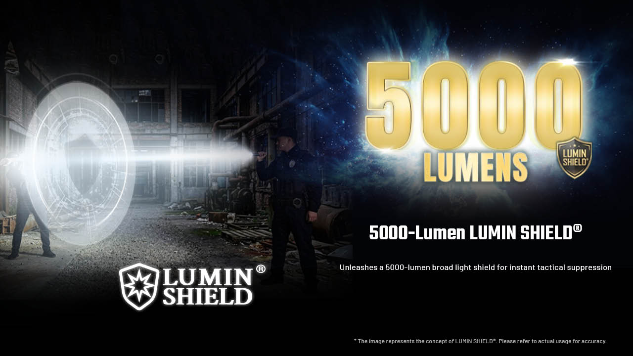 Nitecore P27iX — funkcia LUMIN SHIELD vytvára 5000-lúmenový svetelný štít na okamžité taktické potlačenie