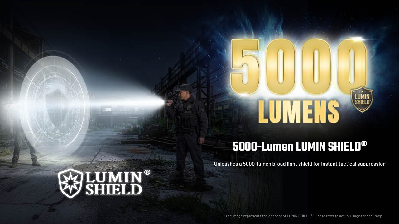 Nitecore P17iX — funkcia LUMIN SHIELD vytvára 5000-lúmenový svetelný štít na okamžité taktické potlačenie