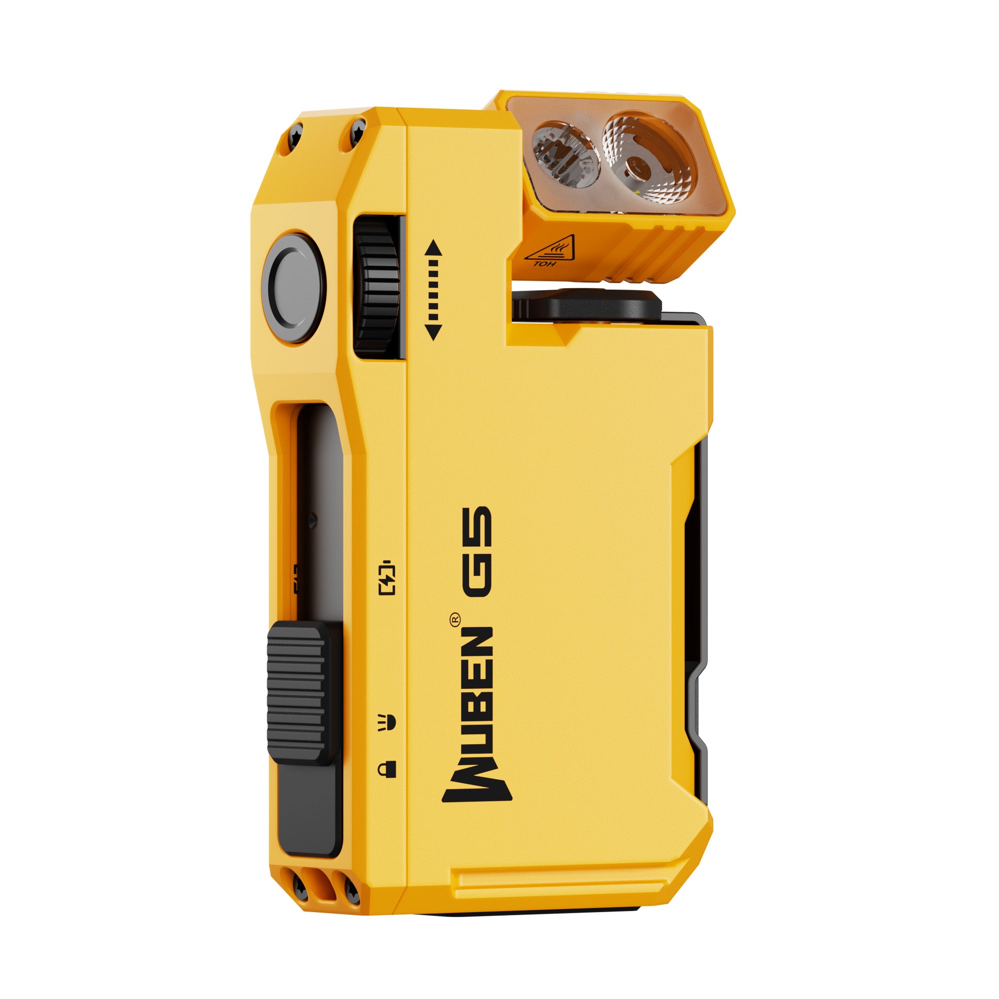 Wuben G5 Yellow detail dvoch LED – biela a RGB – na vyklopenej otočnej hlave