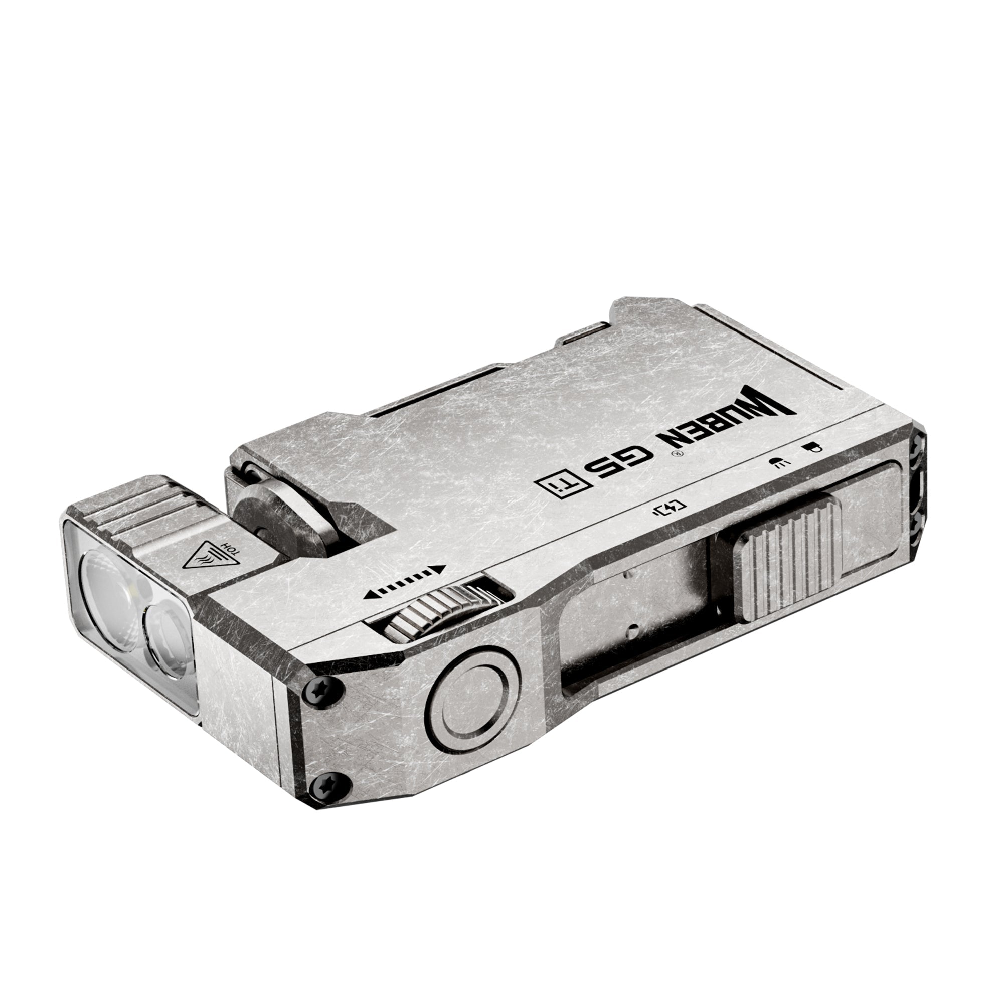 Wuben G5 Titanium EDC baterka s titánovým telom a povrchom Stonewash, dve LED a otočná hlava